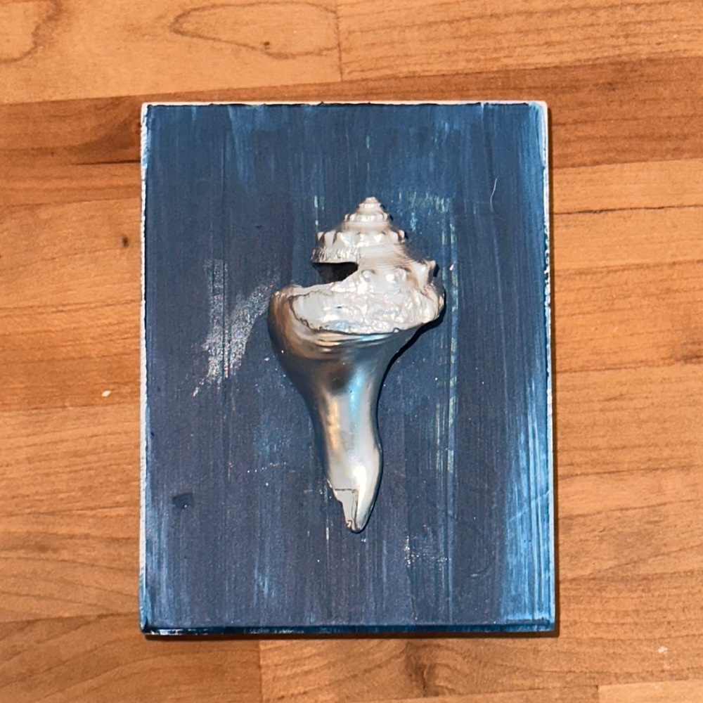 410 Home Design Silver Coated Shell Small Blue 3D Wood Wall Art & Gives Back